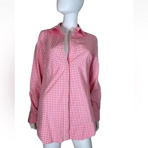 TYLER BOE Sherri Shirt Tunic Pink White Gingham 100% cotton Women’s Sz 6 Preppy